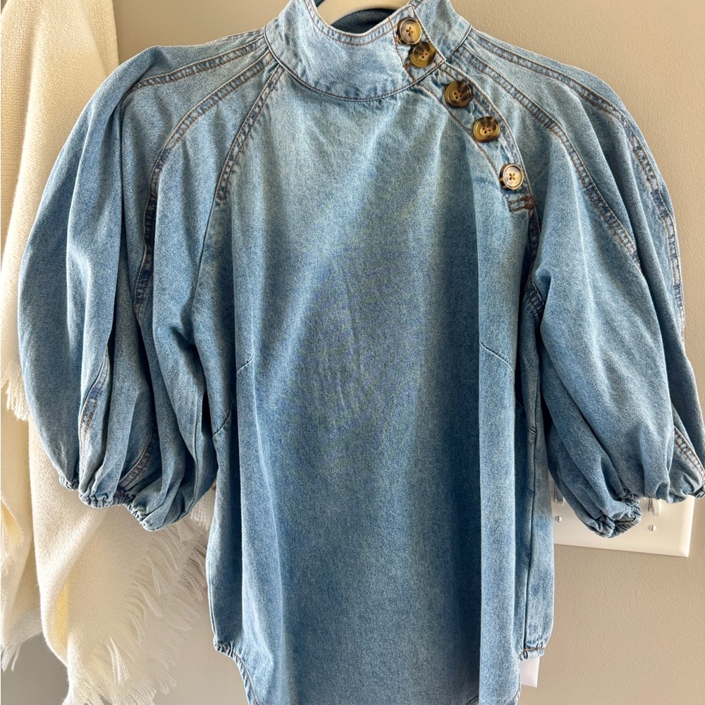 a loves a Blue Denim Bow Top - Picture 4 of 4